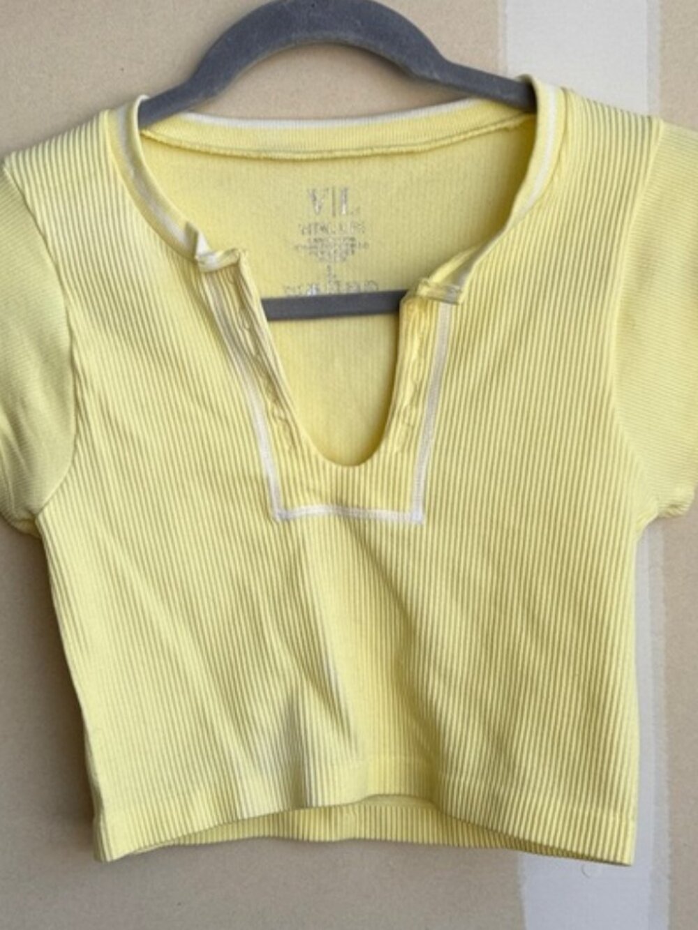 Yellow Ribbed Crop Top